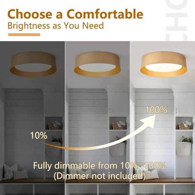 Alt view image 6 of 7 - 16.5" Gold Flush Mount Ceiling Light, LED Ceiling Fixture 30W dimmable LED light with 3000K warm glow, ideal for living rooms, bedrooms, hallways and foyers