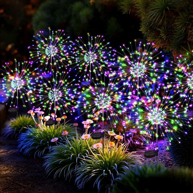 Main image of 8Pack Solar Lights Outdoor, Multicolor Firework Lights 120LED Fireworks Lights Solar Powered, Waterproof Fairy Garden Lights Decor Outside for Yard Pathway Lawn Patio