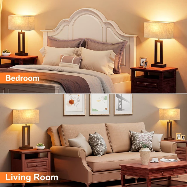 Alt view image 7 of 7 - Bedroom Lamps for Night Stands - Touch Control, 3 Way Dimmable, USB C+A Charging, LED Bulbs, Easy Assembly(Yellow&Coffee)