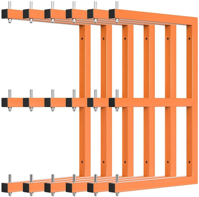Main image of Lumber Rack Wall-Mounted Lumber Storage Rack, Heavy Duty Wood Storage Racks with 9-Level System, 1980 LB Sturdy Garage Wood Organizer, Orange Lumber Metal Racks for Indoor and Outdoor (6 Pack)