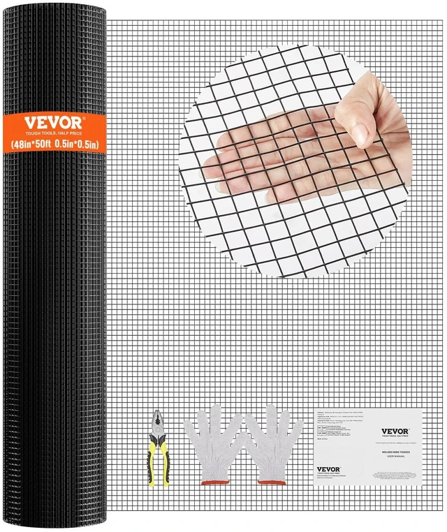 Main image of Hardware Cloth, 48'' x 50' 1/2inch Galvanized Wire Mesh Roll, 19 Gauge Chicken Wire Fence Roll, Vinyl Coating Metal Wire Mesh for Chicken Coop Barrier, Rabbit Snake Fences, Poultry Enclosures