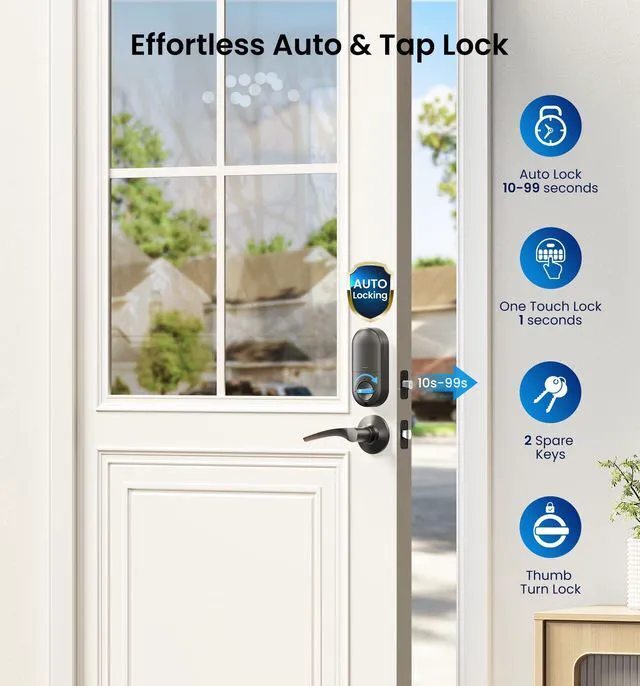 Alt view image 3 of 7 - RZ-C Keyless Entry Door Lock with 2 Lever Handles, Oil Rubbed Bronze Zinc Alloy Handle Set, Auto Lock, One Time Code, 20 Codes, Back-Lit Keypad, Electronic Deadbolt for Front Door, Easy Install