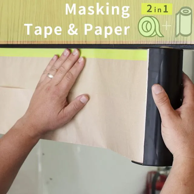 Alt view image 3 of 7 - Pre-Taped Masking Paper for Painting - 24" x 50' Painters Paper and Tape Attached for Automotive and House Paint Protection, Covering Windows, Skirting, Frames, Cars and Auto-Body (10 Rolls)