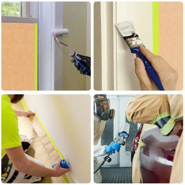 Alt view image 7 of 7 - Pre-Taped Masking Paper for Painting - 24" x 50' Painters Paper and Tape Attached for Automotive and House Paint Protection, Covering Windows, Skirting, Frames, Cars and Auto-Body (10 Rolls)