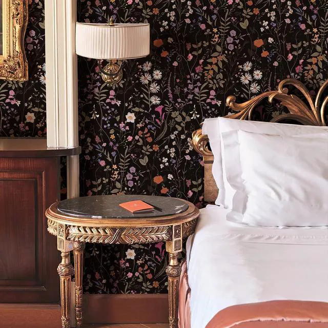 Alt view image 3 of 7 - Floral Wallpaper Peel and Stick- 1181" x 17.3" Farm Wildwood Self Adhesive Wall Paper Daisy Flower Contact Paper Dark Floral Stick On Wallpaper