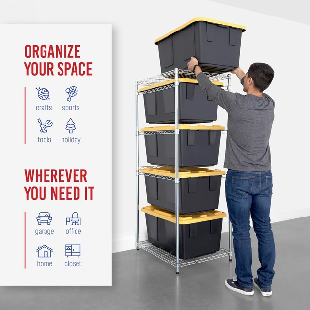 Alt view image 2 of 6 - 5-Tier Steel Tote Rack for 27 Gallon Bins - Silver