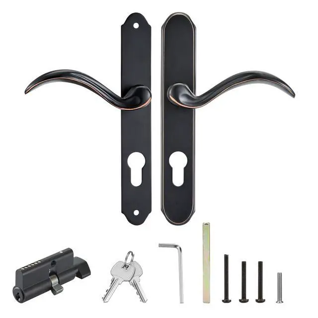 Alt view image 2 of 7 - Storm Door Handle Accessory Set fit Pella Storm Door Handle Replacement Part, with Key and Lock Cylinder, Mortise Lock Not Included (Oil-Rubbed Bronze)