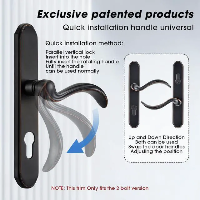 Alt view image 3 of 7 - Storm Door Handle Accessory Set fit Pella Storm Door Handle Replacement Part, with Key and Lock Cylinder, Mortise Lock Not Included (Oil-Rubbed Bronze)