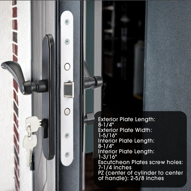 Alt view image 4 of 7 - Storm Door Handle Accessory Set fit Pella Storm Door Handle Replacement Part, with Key and Lock Cylinder, Mortise Lock Not Included (Oil-Rubbed Bronze)