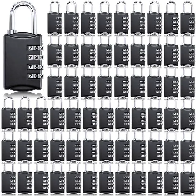 Main image of 70 Pcs 4 Digit Combination Locks Small Combo for Luggage Number Padlock, Gym Toolbox Travel Locker, Portable Security, Employee Storage Hasp, Outdoor Waterproof