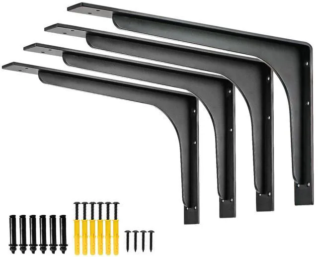 Main image of 16inch x 9.5inch shelf brackets,L Shelf Bracket, die-cast formationvertical Angle, premium alloy metal heavy-duty shelf bracket, high strength Mounting Hardware Included, Corner Brace Joint,pack of 4