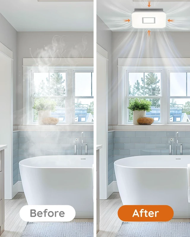 Alt view image 6 of 7 - Bathroom Fan with Light110CFM 1.0 Sones 1200lm LED Light 3000K/4000K/5000K Selectable120V 43W Quiet Bathroom Ventilation Exhaust Fan for Shower/Restroom/Office/Home(silver)