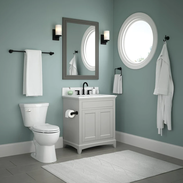 Alt view image 3 of 7 - 4-Piece Matte Black Bathroom Set Towel Rack, Ring, Toilet Paper Holder, Hook | Nicoli Bath Accessories