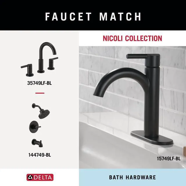 Alt view image 4 of 7 - 4-Piece Matte Black Bathroom Set Towel Rack, Ring, Toilet Paper Holder, Hook | Nicoli Bath Accessories