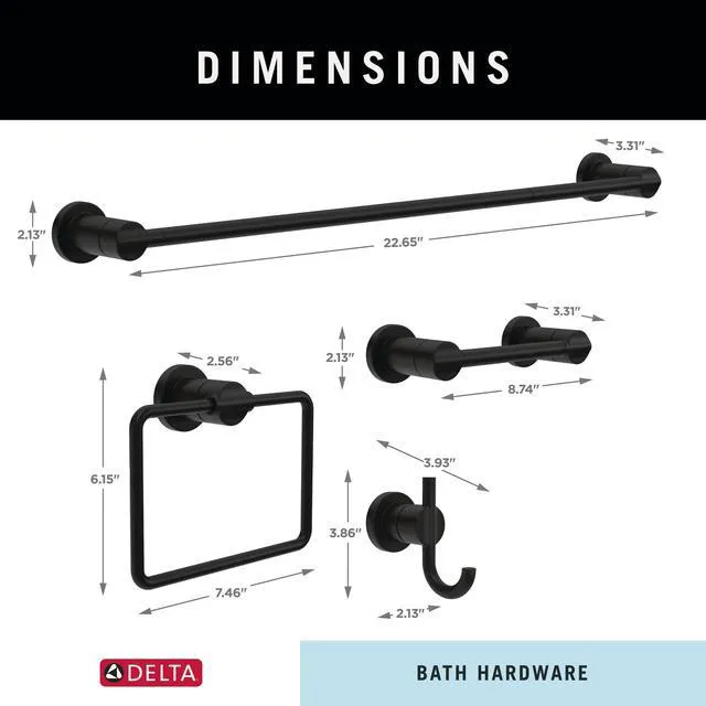 Alt view image 7 of 7 - 4-Piece Matte Black Bathroom Set Towel Rack, Ring, Toilet Paper Holder, Hook | Nicoli Bath Accessories