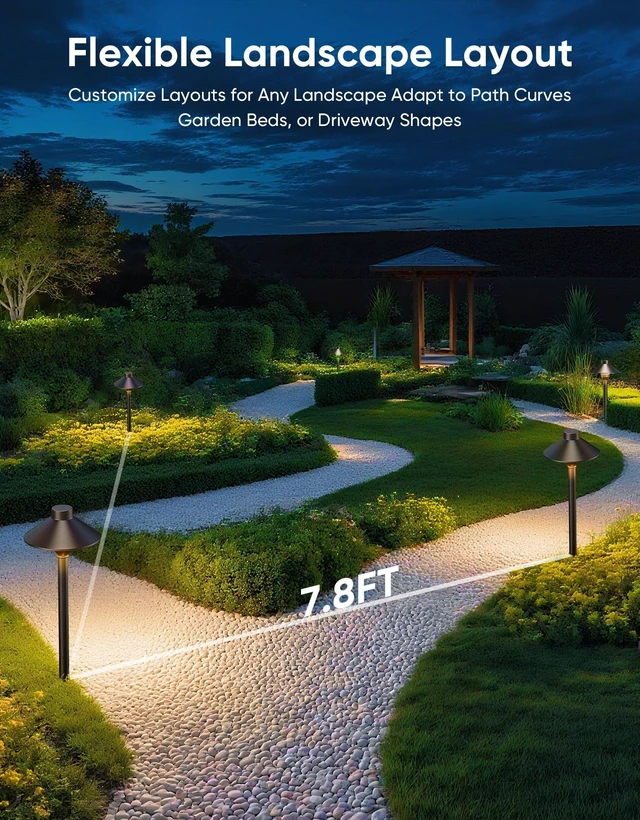 Alt view image 6 of 7 - Low Voltage Landscape Lighting 6-Pack, Aluminum 12V Pathway Lights with G4 Bulbs, Waterproof Oil Rubbed Bronze Color Wired Path Lights with Connectors for Walkway Yard Garden