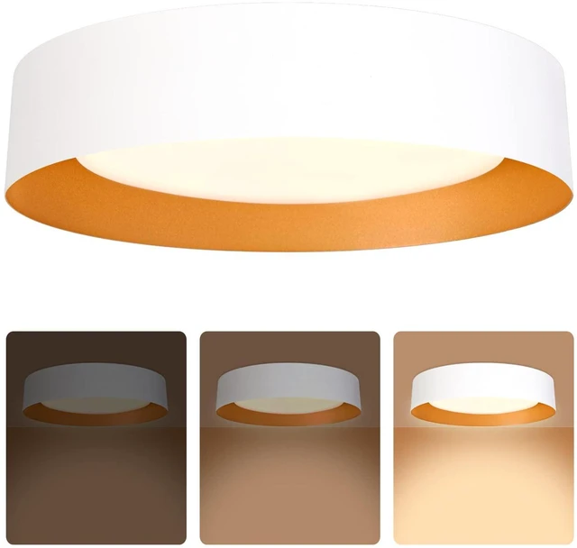 Main image of 16.5" Flush Mount Ceiling Light,White with Gold Interior 30W LED ceiling light with 3000K warm white glow,ideal for hallway,closets,bedroom and entryway