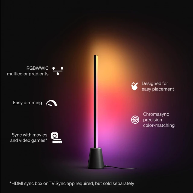 Alt view image 2 of 7 - Hue Play Table Lamp, RGBWWIC LED, 23.6", 1-Pack White Ambiance, Multicolor Gradients, Smart Lighting, Alexa & Google Home & Apple Home, TV Sync