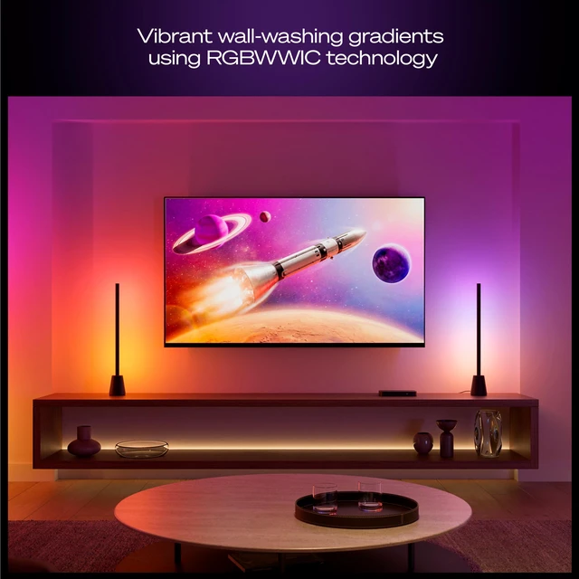 Alt view image 3 of 7 - Hue Play Table Lamp, RGBWWIC LED, 23.6", 1-Pack White Ambiance, Multicolor Gradients, Smart Lighting, Alexa & Google Home & Apple Home, TV Sync