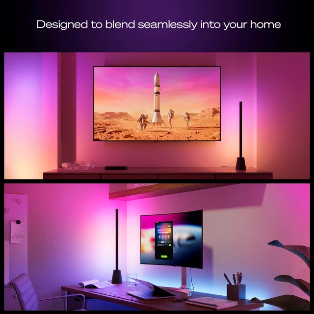 Alt view image 5 of 7 - Hue Play Table Lamp, RGBWWIC LED, 23.6", 1-Pack White Ambiance, Multicolor Gradients, Smart Lighting, Alexa & Google Home & Apple Home, TV Sync