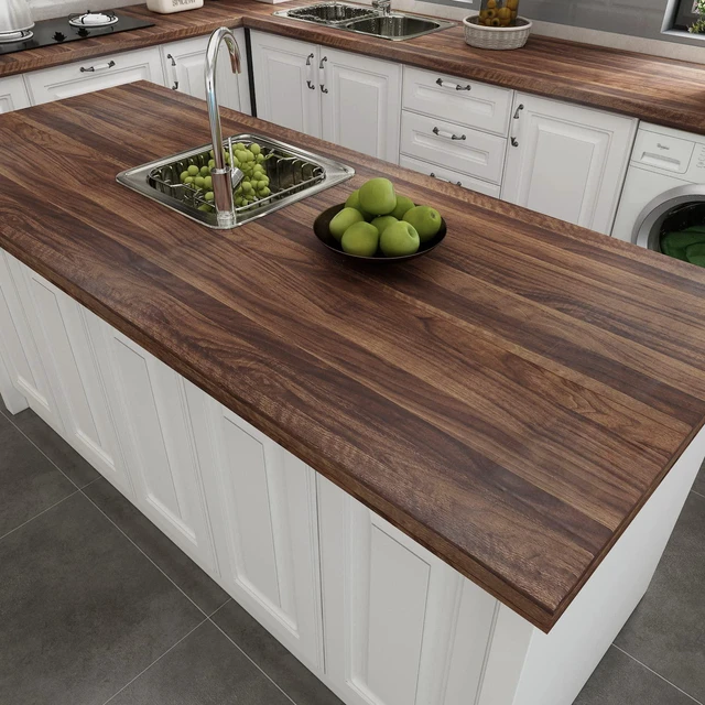 Alt view image 4 of 7 - 30x400 Inch Walnut Wood Contact Paper Countertop Contact Paper Peel and Stick Woodgrain Wallpaper Butcher Block Countertops Vinyl Warp Waterproof Wood Wallpaper Removable Counter Top Vinyl