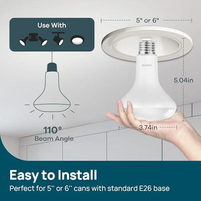 Alt view image 2 of 6 - BR30 LED Flood Light Bulbs Indoor, 65W Equivalent Dimmable LED Recessed Bulbs, 10W 850 Lumens, 5000K Daylight E26 Base, Recessed Can Light Bulb for Bedroom Bathroom, 24 Packs