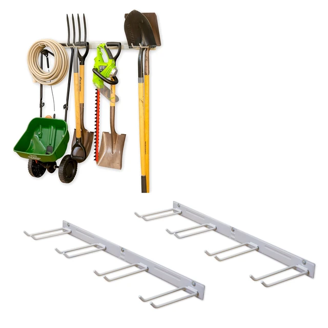 Alt view image 7 of 7 - Garage Tool Organizer, 72 in, Holds 500 lb, 2 Pack Garden Tool Rack Wall Mount, Garden Tool Organizer, Shovel Wall Mount, Rubber Coated Hooks