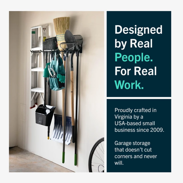 Alt view image 6 of 6 - Garage Tool Organizer, 72 in, Holds 500 lb, 2 Pack Garden Tool Rack Wall Mount, Garden Tool Organizer, Shovel Wall Mount, Rubber Coated Hooks