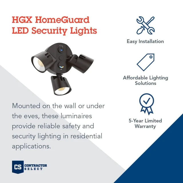 Alt view image 2 of 4 - HomeGuard 3-Light LED Outdoor Flood Lights, Dusk to Dawn Dark Bronze Outdoor LED Lights, Adjustable Lumens, Selectable Color, Round Heads (HGX LED 3RH ALO SWW2 120 PE DDB)