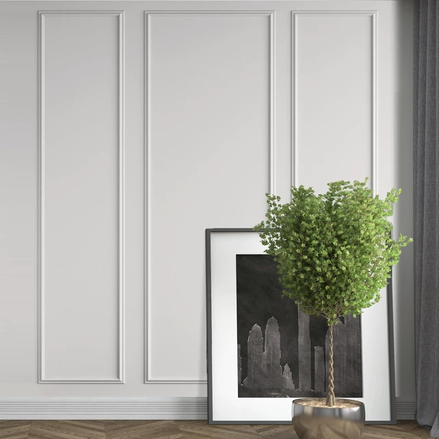 Alt view image 2 of 5 - 3set Peel and Stick Wall Molding Kit 3D Premade, 24x96in+48x96in Accent Wall Moulding Kit, Wainscoting Panel, for Interior Decor, Ready to Assemble, Peel and Stick, Wainscoting Accent Panel