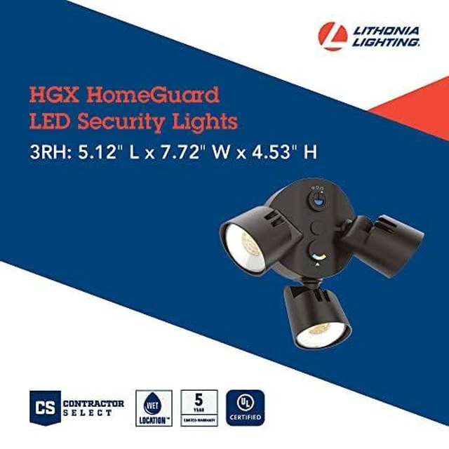 Alt view image 4 of 4 - HomeGuard 3-Light LED Outdoor Flood Lights, Dusk to Dawn Dark Bronze Outdoor LED Lights, Adjustable Lumens, Selectable Color, Round Heads (HGX LED 3RH ALO SWW2 120 PE DDB)