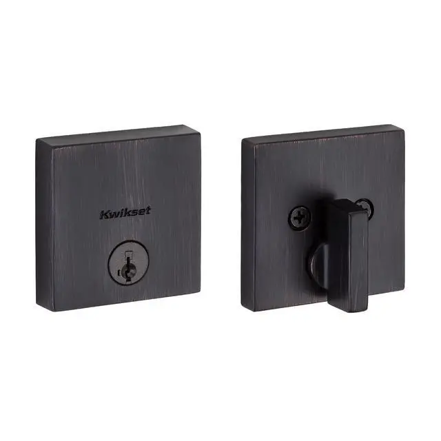 Main image of Downtown Deadbolt Lock, Venetian Bronze Square Exterior Keyed Front Entry Door, Pick Resistant SmartKey Rekey Security, Single Cylinder Dead Bolt, with Microban Protection