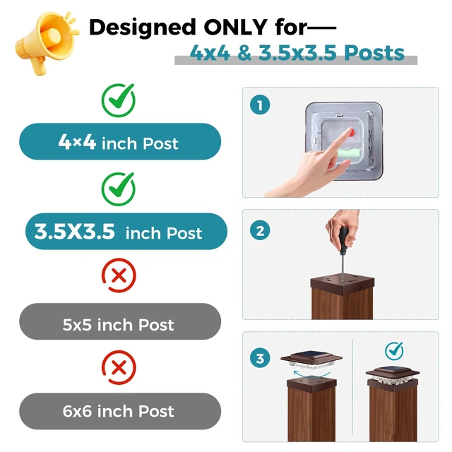 Alt view image 2 of 7 - 4x4 Solar Post Cap Lights Outdoor 16Pack- 3 Color Temperatures&2 Level Brightness, IP65 Waterproof, 16 LED Fence Deck Post Light Solar Powered Only for 4×4/3.5×3.5 Wood/Vinyl Posts(Brown)
