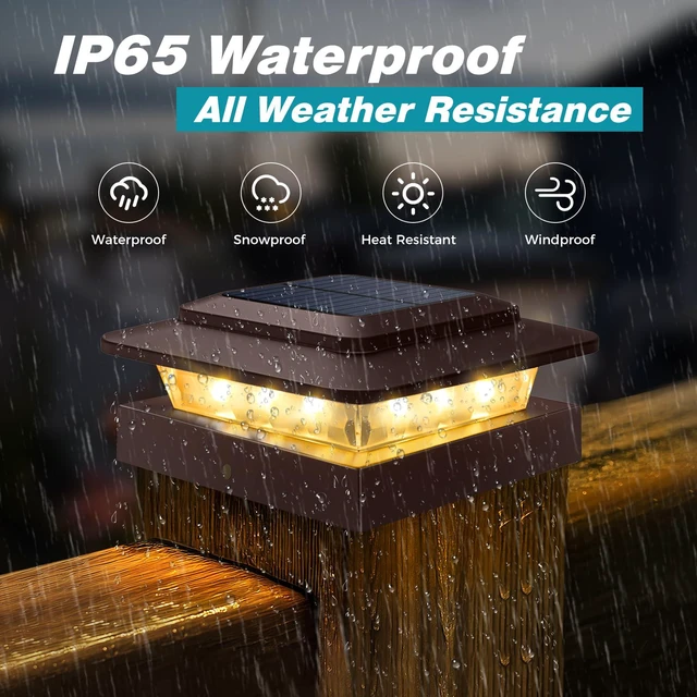 Alt view image 3 of 7 - 4x4 Solar Post Cap Lights Outdoor 16Pack- 3 Color Temperatures&2 Level Brightness, IP65 Waterproof, 16 LED Fence Deck Post Light Solar Powered Only for 4×4/3.5×3.5 Wood/Vinyl Posts(Brown)