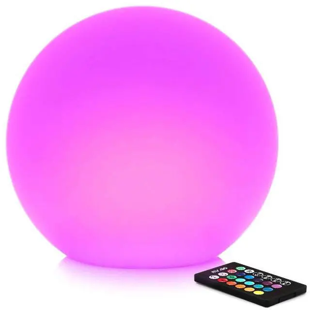 Main image of Rechargeable LED Ball Light 12", RGB Color-Changing Globe Orb Lamp Dimmable Sphere Nightlight with Remote, Relax Mood Lighting for Home Kids Room Bedroom Bar Table Patio Pool Party Decoration