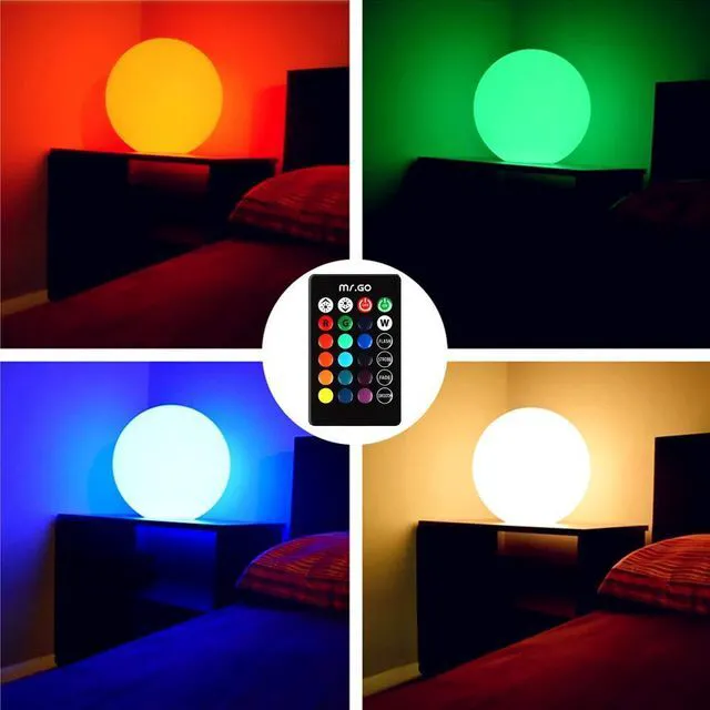 Alt view image 3 of 7 - Rechargeable LED Ball Light 12", RGB Color-Changing Globe Orb Lamp Dimmable Sphere Nightlight with Remote, Relax Mood Lighting for Home Kids Room Bedroom Bar Table Patio Pool Party Decoration