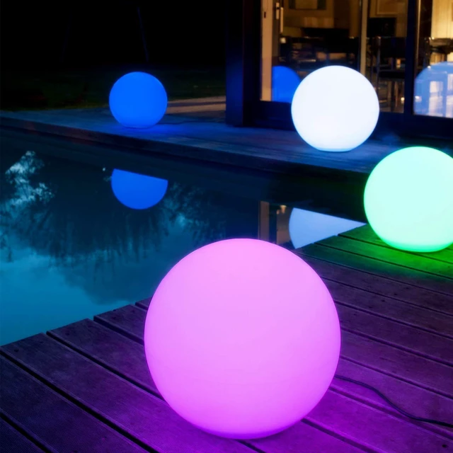 Alt view image 5 of 7 - Rechargeable LED Ball Light 12", RGB Color-Changing Globe Orb Lamp Dimmable Sphere Nightlight with Remote, Relax Mood Lighting for Home Kids Room Bedroom Bar Table Patio Pool Party Decoration