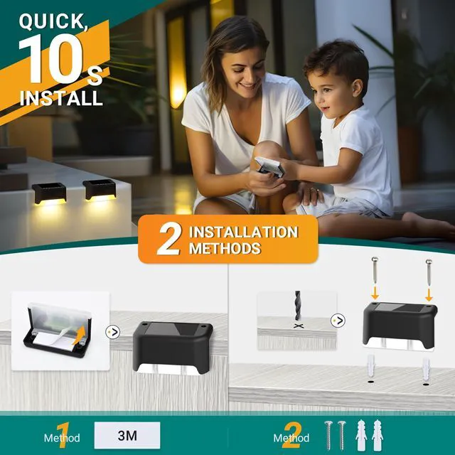 Alt view image 5 of 6 - Solar Deck Lights Outdoor 20 Pack, Waterproof Led Solare, Warm White Solar LED Solare Lights Outdoor Stairs, Step, Fence, Yard, Patio, and Pathway