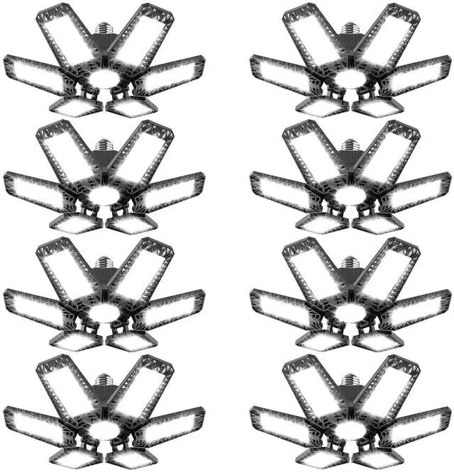 Main image of Garage Lights 8 Pack 160W, 16000LM LED Garage Lights with 6+1 Deformable Panels 6500K Screw in LED Shop Lighting for Workshop, Basement Support E26/E27