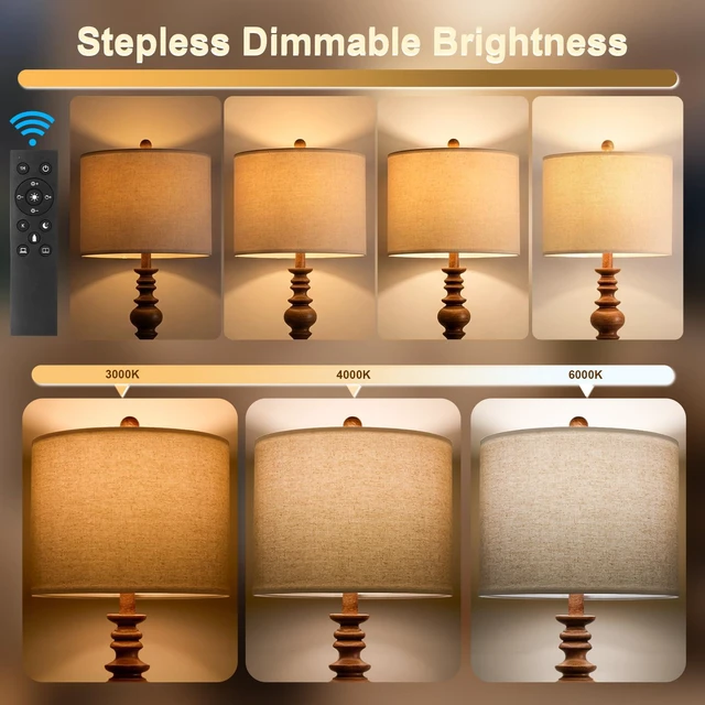 Alt view image 2 of 7 - 64.25" Farmhouse Floor Lamp with Remote, Dimmable Floor Lamp with Adjustable Color Temperatures, Tall Rustic Standing Lamp for Living Room Corner, Bedroom & Nursery, 9W Bulb Included,Brown