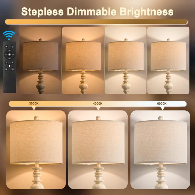 Alt view image 2 of 7 - 64.25" Farmhouse Floor Lamp with Remote, Dimmable Floor Lamp with Adjustable Color Temperatures, Antique White Floor Lamp with Gold Accents for Living Room Corner, Bedroom, 9W Bulb Included