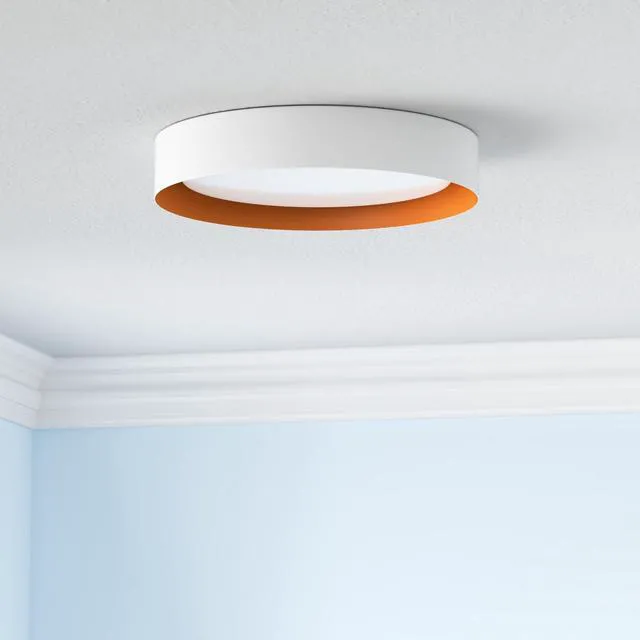 Alt view image 2 of 7 - 16.5" Flush Mount Ceiling Light,White with Gold Interior 30W LED ceiling light with 3000K warm white glow,ideal for hallway,closets,bedroom and entryway