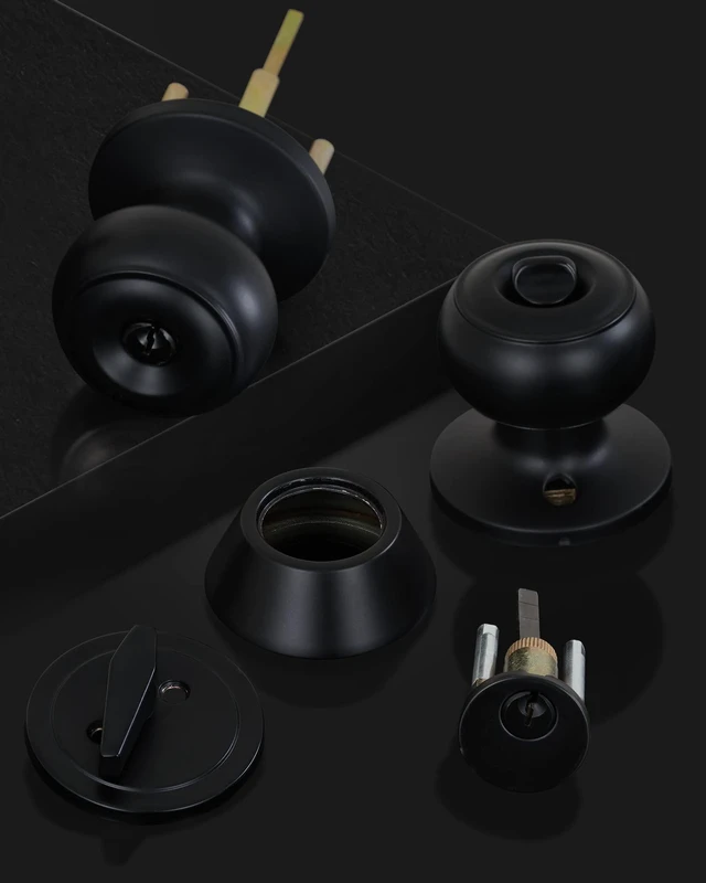 Alt view image 2 of 7 - 6 Sets All Keyed Alike Entry Door Knobs and Single Cylinder Deadbolt Lock Combo Set, Security for Entrance and Front Door with Classic Matte Black Finish