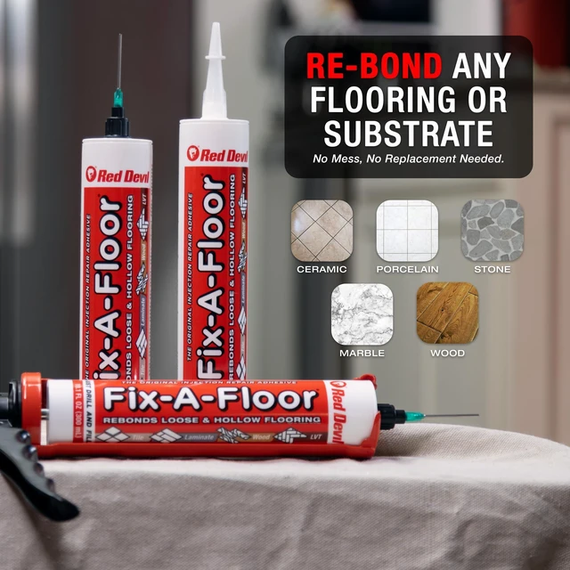 Alt view image 3 of 7 - The Original Loose Tile Repair Adhesive - Tile, Porcelain, Ceramic, Marble, Stone & Wood. Custom Tip for All Grout Sizes. Pack of 12 *for Best Results Use The Proven Power of a Caulk Gun*
