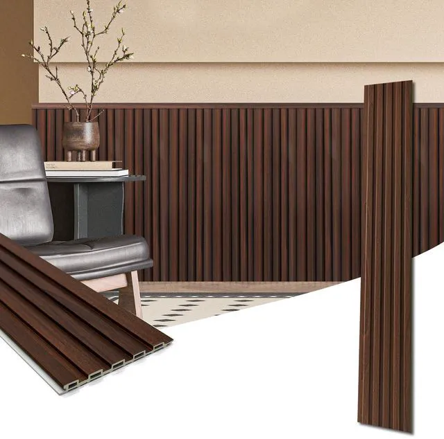 Main image of 48 x 6 in WPC Wood Slat Wall Panels, 3D Wall Accents, 16-Pack, Walnut Real Wood Grain, Durable, Water Resistant, Wear-Resistant, No Emission, Eco-Friendly, Easy to Care, for Living Room, Bedroom