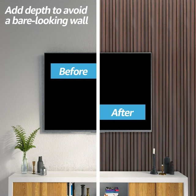 Alt view image 4 of 7 - 48 x 6 in WPC Wood Slat Wall Panels, 3D Wall Accents, 16-Pack, Walnut Real Wood Grain, Durable, Water Resistant, Wear-Resistant, No Emission, Eco-Friendly, Easy to Care, for Living Room, Bedroom