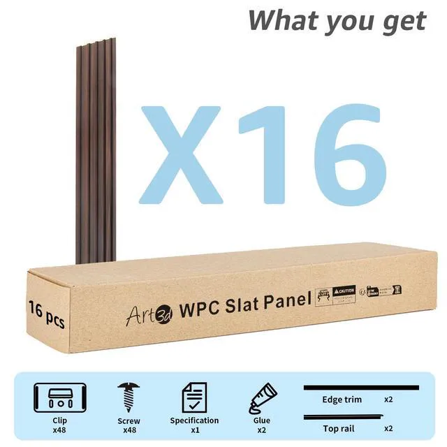 Alt view image 5 of 7 - 48 x 6 in WPC Wood Slat Wall Panels, 3D Wall Accents, 16-Pack, Walnut Real Wood Grain, Durable, Water Resistant, Wear-Resistant, No Emission, Eco-Friendly, Easy to Care, for Living Room, Bedroom