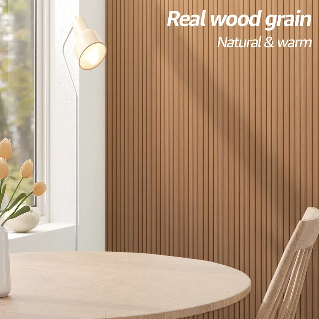 Alt view image 4 of 7 - 48 x 6 Inch WPC Slat Wall Panels, 3D Wall Accents, 16-Pack, Boxwood Real Wood Grain, Durable, Water Resistant, Wear-Resistant, No Emission, Eco-Friendly, Easy to Care, for Living Room, Bedroom