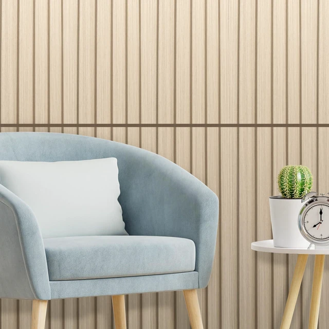 Alt view image 2 of 7 - 48 x 6 Inch WPC Wood Slat Wall Panels, 3D Wall Accents, 16-Pack, Oak Real Wood Grain, Durable, Water Resistant, Wear-Resistant, No Emission, Eco-Friendly, Easy to Care, for Living Room, Bedroom