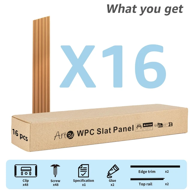 Alt view image 5 of 7 - 48 x 6 Inch WPC Slat Wall Panels, 3D Wall Accents, 16-Pack, Boxwood Real Wood Grain, Durable, Water Resistant, Wear-Resistant, No Emission, Eco-Friendly, Easy to Care, for Living Room, Bedroom